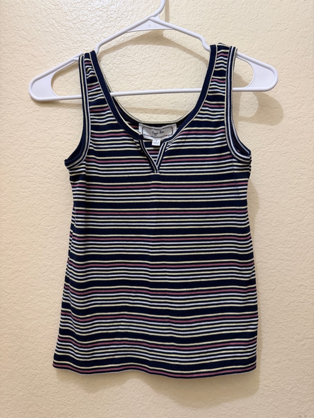 Hippie Rose Navy, White & Pink Striped Ribbed Tank